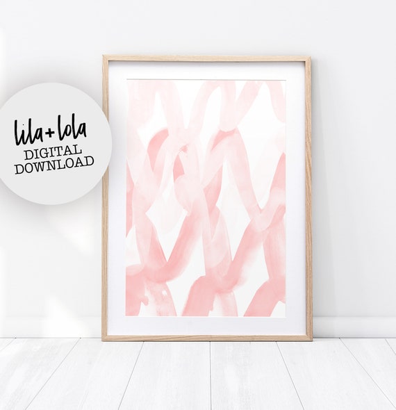 Abstract Watercolor Painting, Girls Nursery Room Decor, Blush Pink Wall Art Print, Digital Download Large Printable Poster, Soft Pink