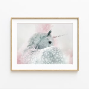 Unicorn nursery wall art print Unicorn gift for girls Unicorn printable wall art pink floral