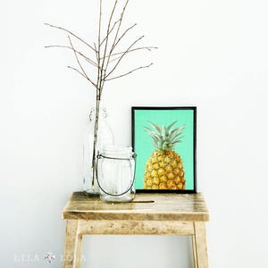 Pineapple Print, Fruit Wall Art, Kitchen Decor, Tropical Printable Large Poster, Digital Fruit Download, Modern Minimalist Kitchen Decor image 4