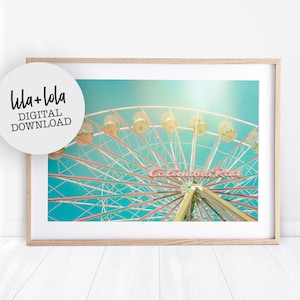 Ferris Wheel Print, Girls Room Wall Art Decor, Digital Download, Printable Wall Art, Girl Baby Bedroom Poster, Vintage Pastel Kids Bedroom