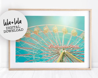 Ferris Wheel Pastel Print: Vintage Kids Room Decor (Digital Download)