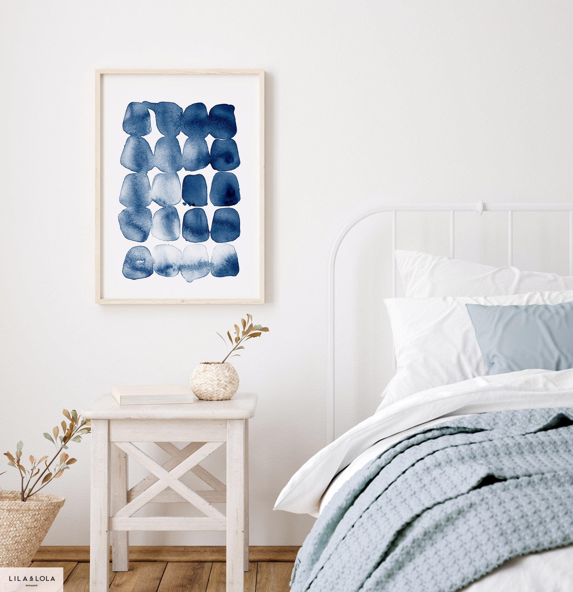 Navy Blue Abstract Print Printable Wall Art Watercolour - Etsy