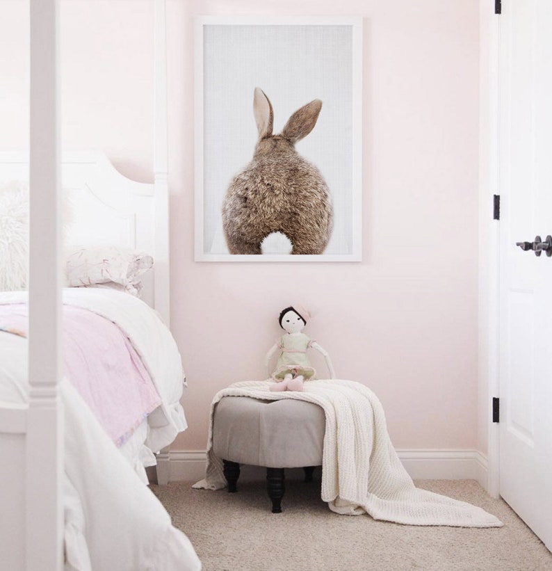 Nursery Decor Rabbit Print Printable Wall Art Bunny Tail Etsy