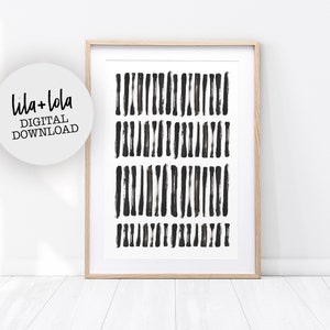 Black and White Abstract Wall Art, Brush Stroke Print, Modern Minimal Ink Painting, Home Decor, Printable Instant Download, Large Poster image 1