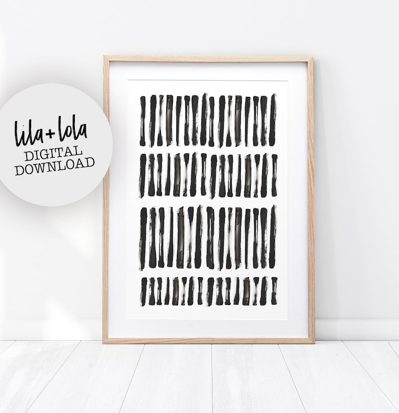 Black and White Abstract Wall Art, Brush Stroke Print, Modern Minimal Ink Painting, Home Decor, Printable Instant Download, Large Poster image 1