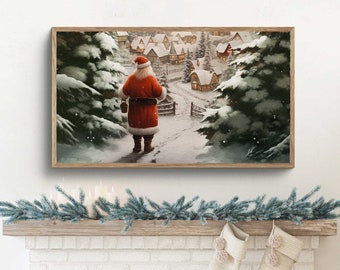 Samsung Weihnachtsrahmen TV Kunst, Weihnachtsmann Kunst für Rahmen TV, Vintage Weihnachtsbild, digitaler Download