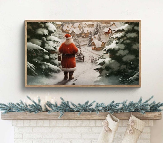 Samsung Christmas frame TV art, Santa art for Frame TV, Vintage Christmas Picture, Digital Download