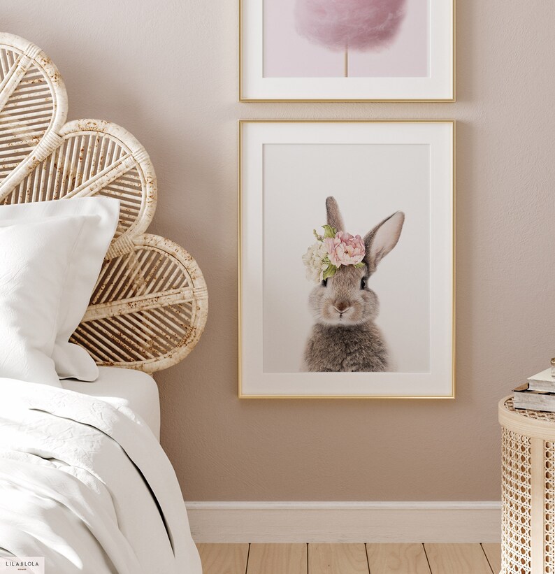 Nursery Wall Art Bunny Print Girls Bedroom Decor Rabbit Etsy