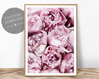 Pink Peony Flower Photography Print: Bedroom Wall Decor (Digital Download)