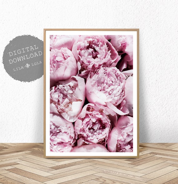 Printable Peonie, Bedroom Wall Decor, Peony Art Print, Pink Floral, Digital Download Poster, Flower Photography, Pennie Roses Print