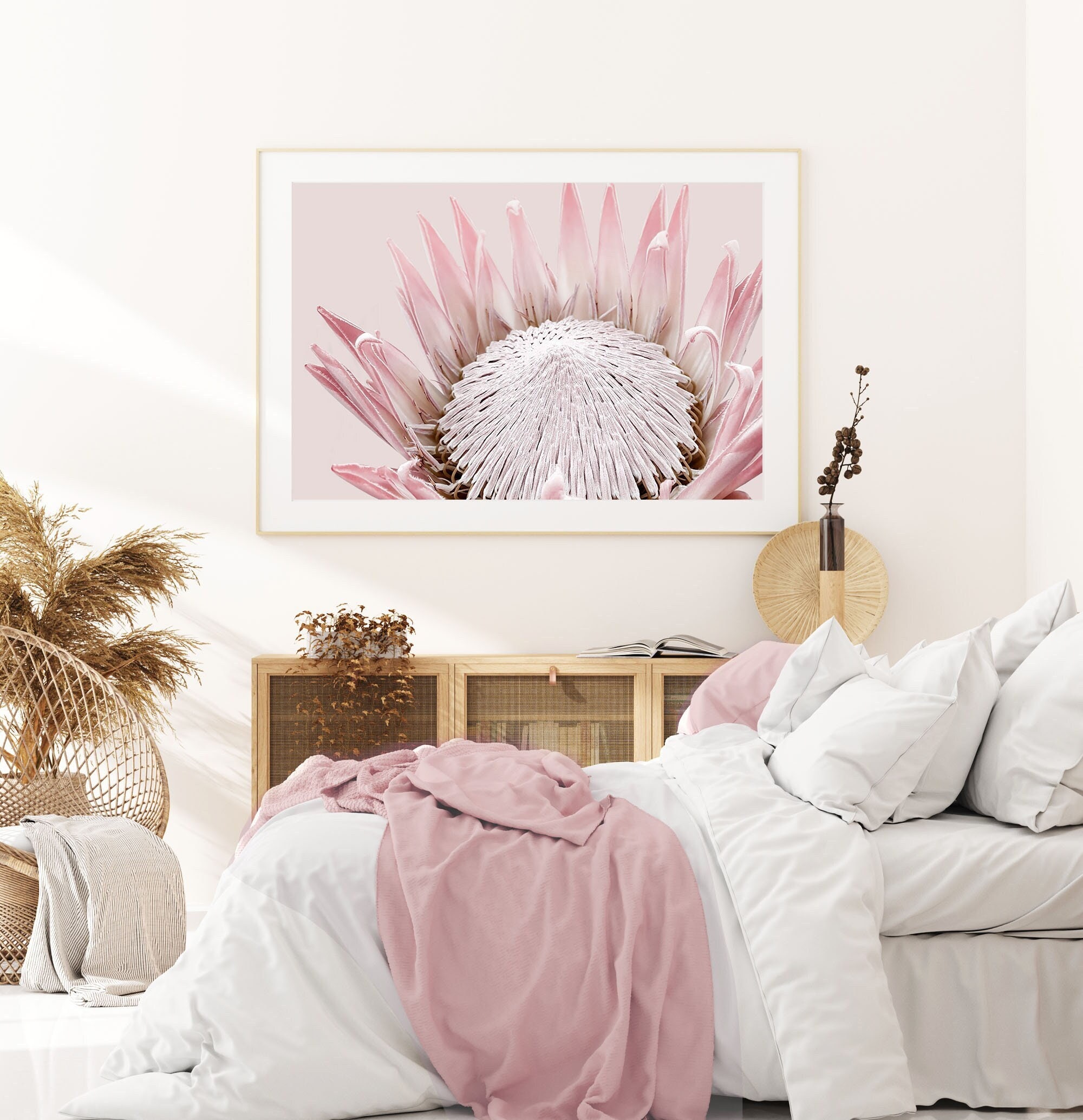 Pink King Protea Wall Art Print Floral Photography Large - Etsy