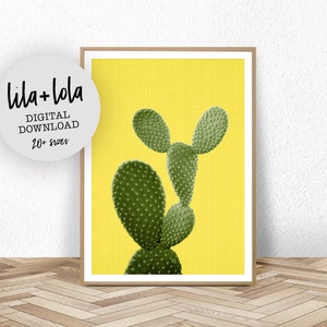 Cactus Print, Mexican Decor, Printable Wall Art, Yellow Botanical Poster, Large Instant Download, Modern Minimalist, Prickly Pear Cacti