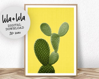 Cactus Print, Mexican Decor, Printable Wall Art, Yellow Botanical Poster, Large Instant Download, Modern Minimalist, Prickly Pear Cacti