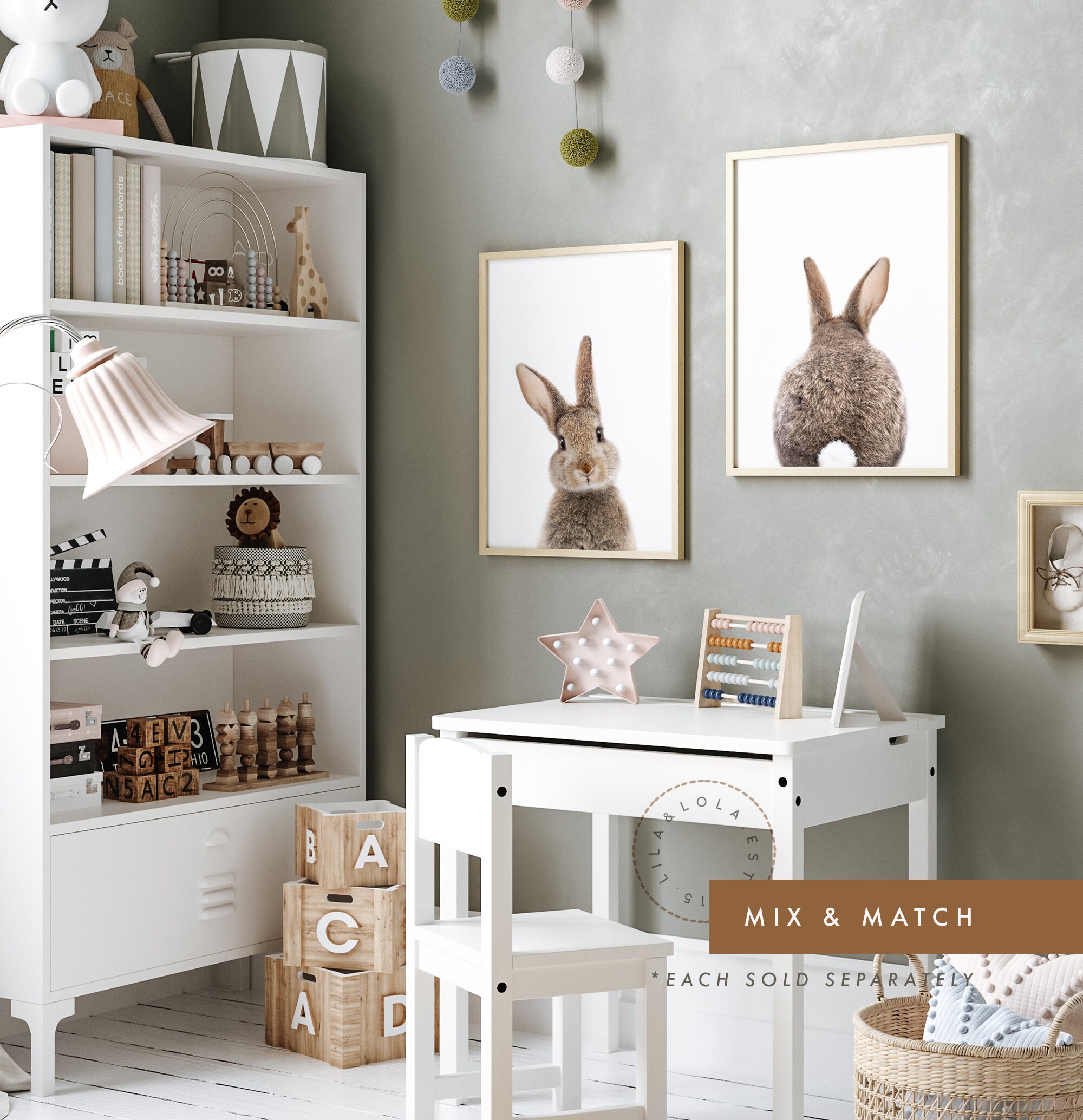 Bunny Rabbit Tail Wall Art Print ~ Woodland Nursery Baby Animal Decor ...