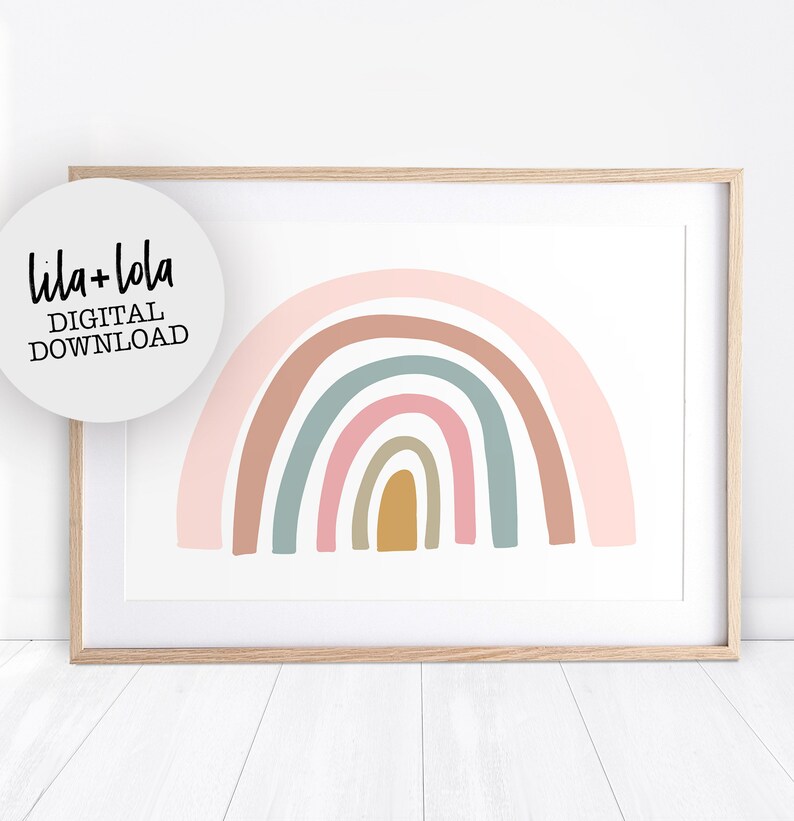 Rainbow Print Printable Wall Art Girls Bedroom Decor Etsy