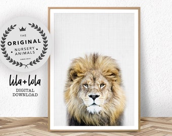 Lion Print, Lion Wall Art, Baby Boy Nursery, Boys Room Decor, Digital Download, Printable Wall Art, Safari Animal, Safari Nursery Decor