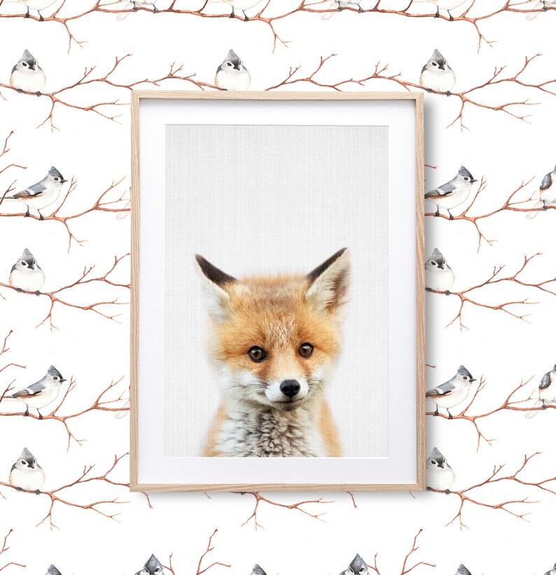 Fox Wall Art Print Woodland Nursery Printable Digital Etsy