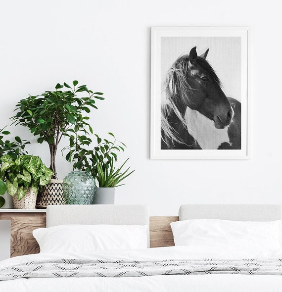 Horse Print, Photography Black and White Wall Art, Digital Download, Printable Horse Art, Black and White Horse Photo, Large Wall Art Print