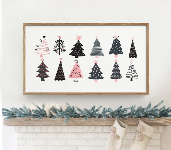 Samsung frame tv art Christmas tree frame tv art pink Christmas art for the frame tv minimalist