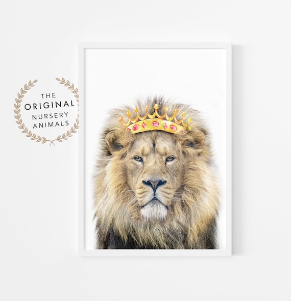 Lion King Wall Art Print with Crown ~ Printable Instant Download ~ Boys Nursery Room Decor ~ Safari Animal Poster