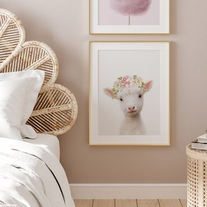 Farm Animal Print ~ Lamb with Floral Crown ~ Girls Nursery Room Decor ~ Printable Digital Download image 3