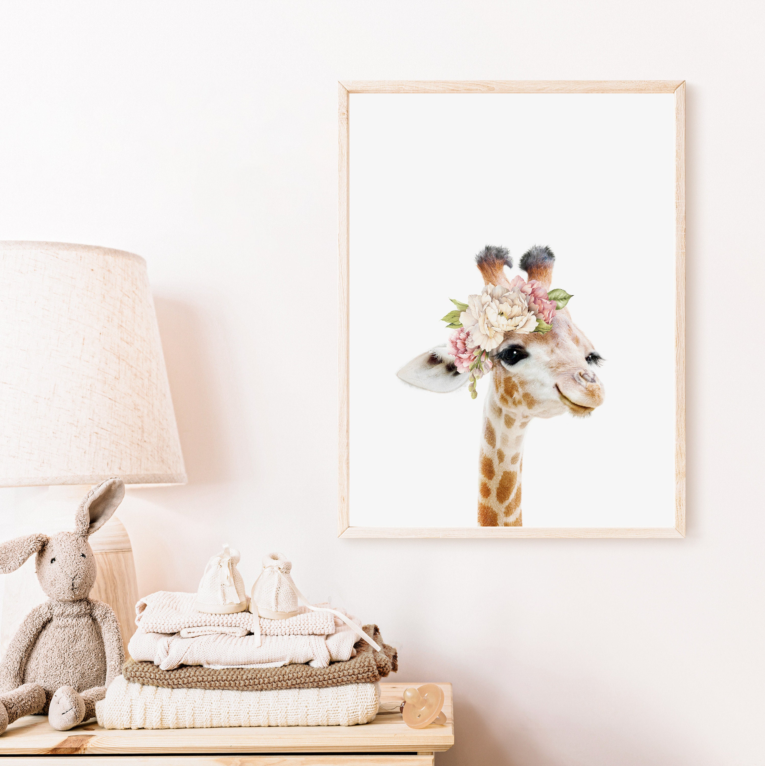 Baby Giraffe Print with Flowers ~ Girls Nursery Wall art ~ Safari ...