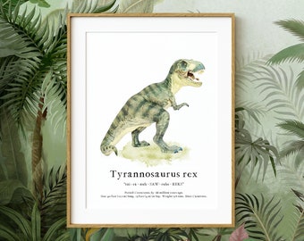 Tyrannosaurus Rex Watercolor Print: Dinosaur Wall Art (Digital Download)