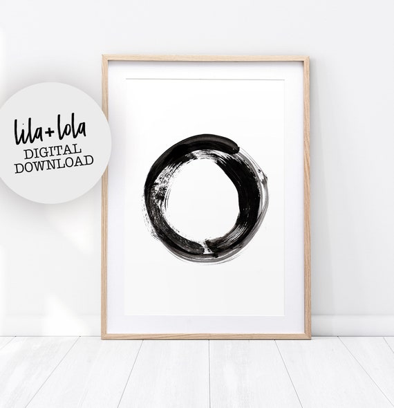 Abstract Print, Modern Minimalist Watercolour Painting, Printable Wall Art, Digital Download, Large Scandinavian Poster, Black and White Art