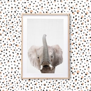Baby Elephant Print, Nursery Wall Art, Safari Animal Decor - Printable Wall Art - Kids Room Poster, Digital Download