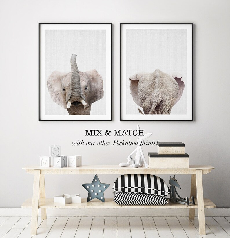 Elephant Tail Print Wall Art Rear View Baby Animal Colour - Etsy