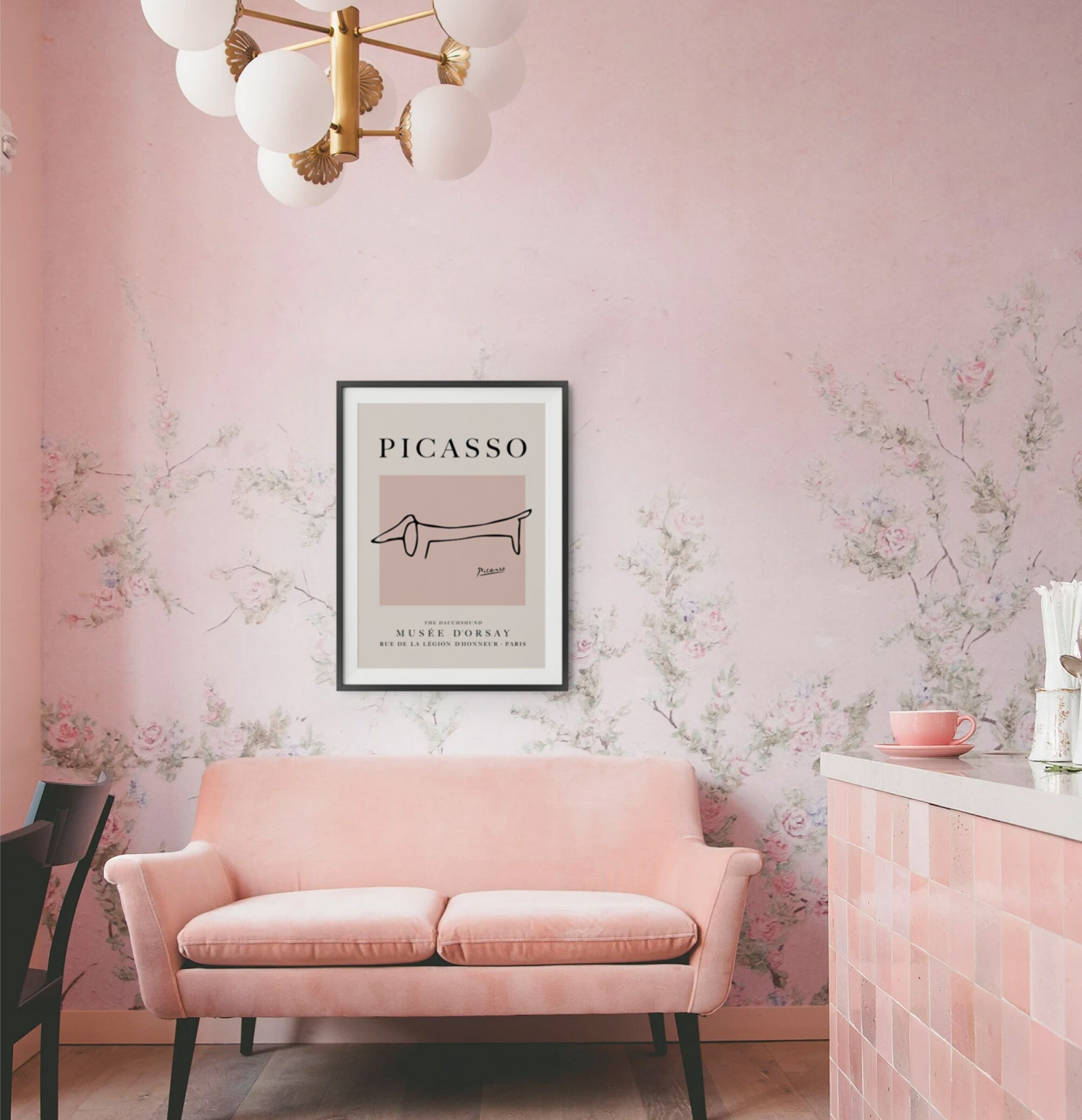 Poster Toile Teckel Style Abstrait Ligne – 70x90 Cm Sans Cadre, Décoration Murale Minimaliste
