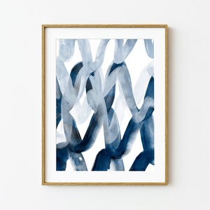 Marineblauer abstrakter Print ~ Druckbare Wandkunst ~ Aquarell Pinselstrich-Malerei ~ großes Kunstwerk Poster ~ Digital Download