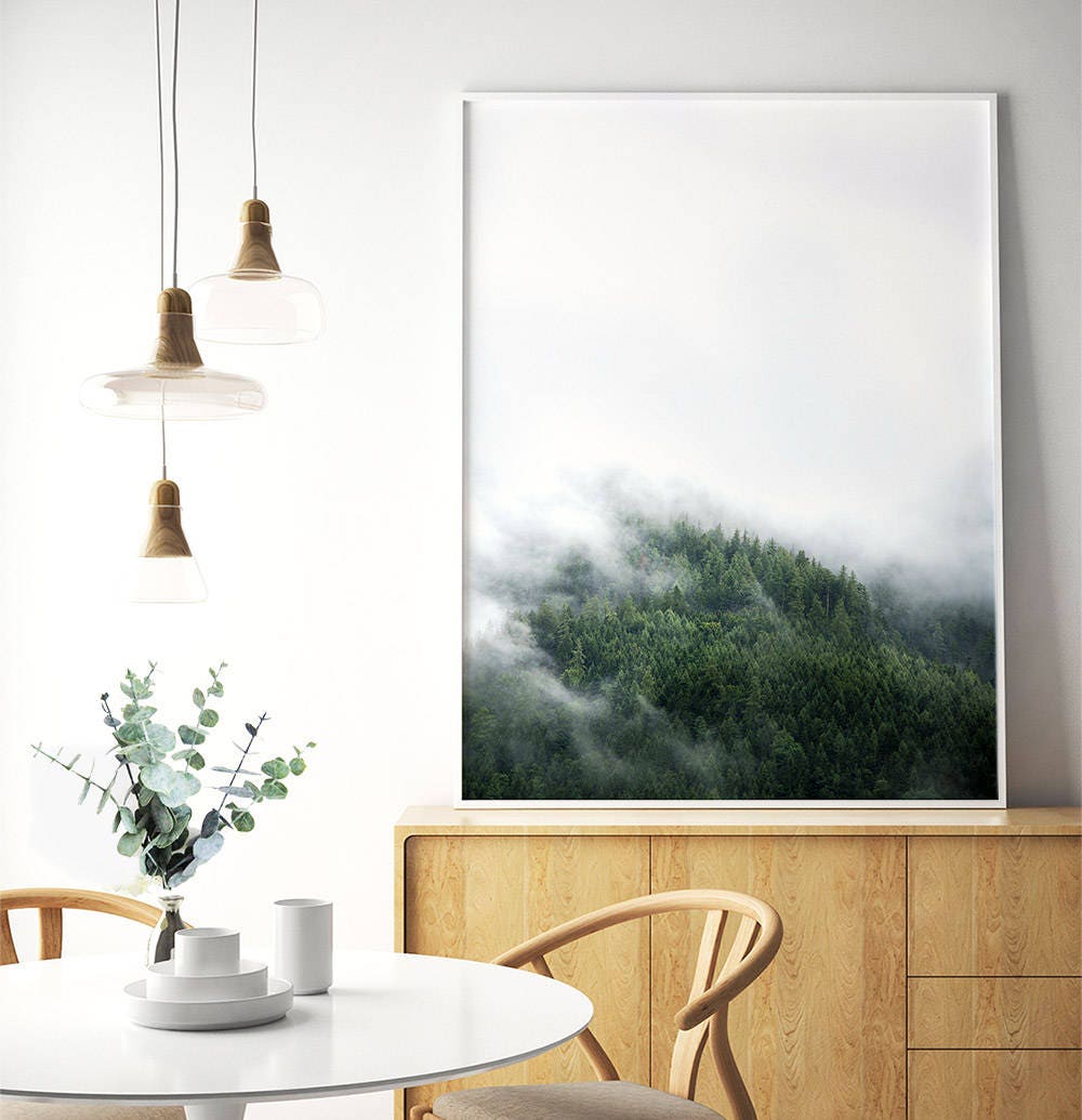 Scandinavian Wall Art Poster, Forest Print, Nature Photography, Pine