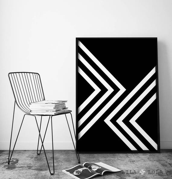 Geometric Abstract Art Print: Black and White Scandinavian Poster