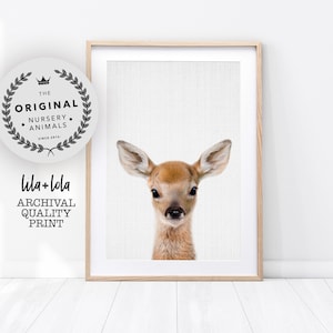 Impresión de ciervo, Decoración de animales de vivero de bosques, Arte de pared grande, Descarga digital, Imagen de la habitación del bebé, Póster de la habitación para niños, Imprimible instantáneo, Cervatillo