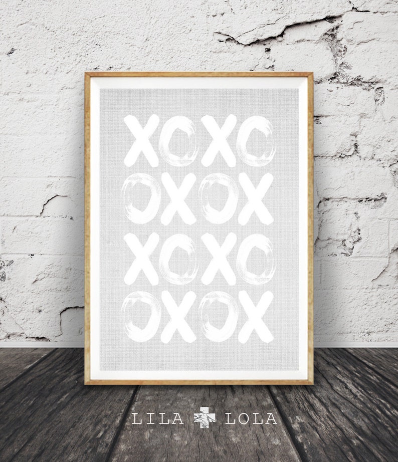 XOXO Wall Art Print Grey and White Decor Printable Instant Etsy