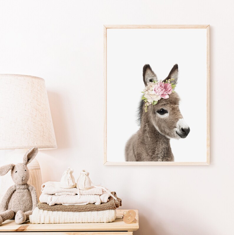 Baby Donkey Wall Art Print Nursery Decor Farm Animal With Etsy