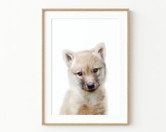 Baby Wolf Pup Print: Woodland Nursery Decor (Digital Download)