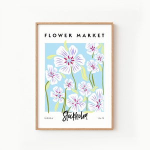 Flower Market Poster Print ~ Stockholm, Sweden, Wall Art Decor ~ Printable Digital Download