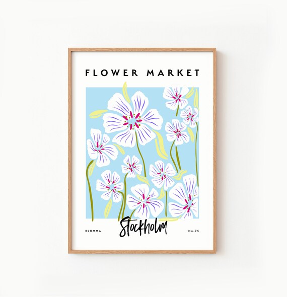 Flower Market Poster Print ~ Stockholm, Sweden, Wall Art Decor ~ Printable Digital Download