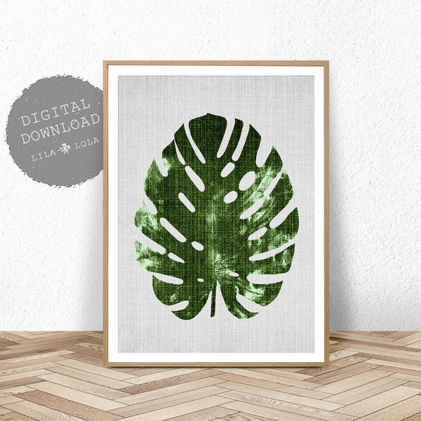 Monstera Leaf Print: Large Tropical Botanical Wall Art (Digital Download)