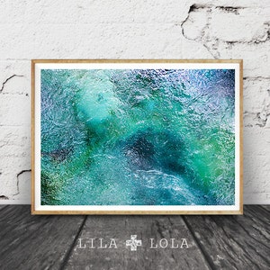 Tropical Abstract Water Photography, Printable Wall Art Print, Mataranka Spring, Australia, Modern, Blue Green Teal Turquoise Home Decor image 1