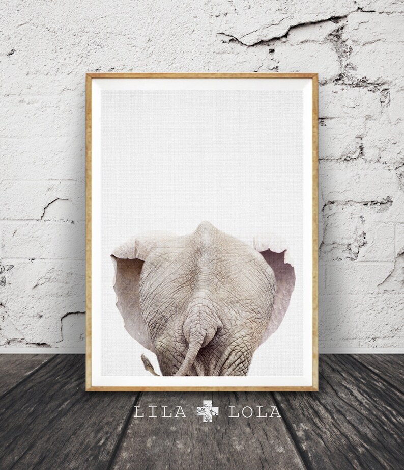 Elephant Tail Print Wall Art Rear View Baby Animal Colour - Etsy