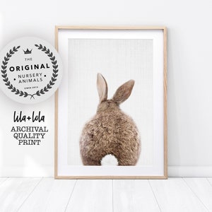 Bunny Rabbit Tail Print, Butt Wall Art, Baby Nursery Animal, Woodland Decor, Póster grande, Decoración de Baby Shower, Dormitorio para niños, Giclee