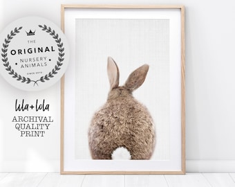 Bunny Rabbit Tail Print, Butt Wall Art, Baby Nursery Animal, Woodland Decor, Large Poster, Baby Shower Decoration, Kid Bedroom, Giclee