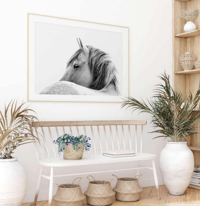 Horse Photography Wall Art Print Black and White Horse Poster Printable Digital Download image 2