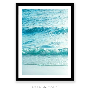 Beach Photography, Printable Wall Art, Modern Coastal, Large Poster, Blue and Aqua Ocean Waves, Beach Photo, Beach Decor, Instant Download image 2