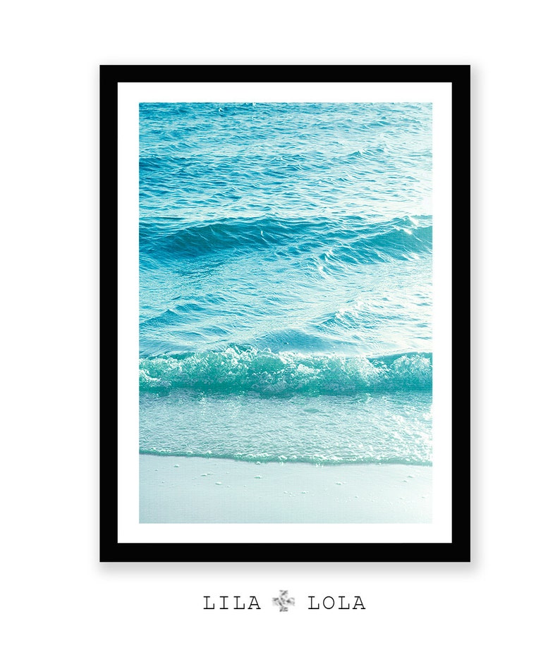 Beach Photography, Printable Wall Art, Modern Coastal, Large Poster, Blue and Aqua Ocean Waves, Beach Photo, Beach Decor, Instant Download image 2