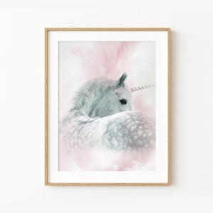 Unicorn nursery wall art print Unicorn gift for girls Unicorn printable wall art pink floral