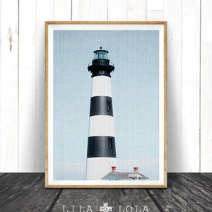 Lighthouse Photography Wall Art Print, Coastal, Nautical, Beach Home Decor, Large Printable Poster, Digital Download, Colour Photo